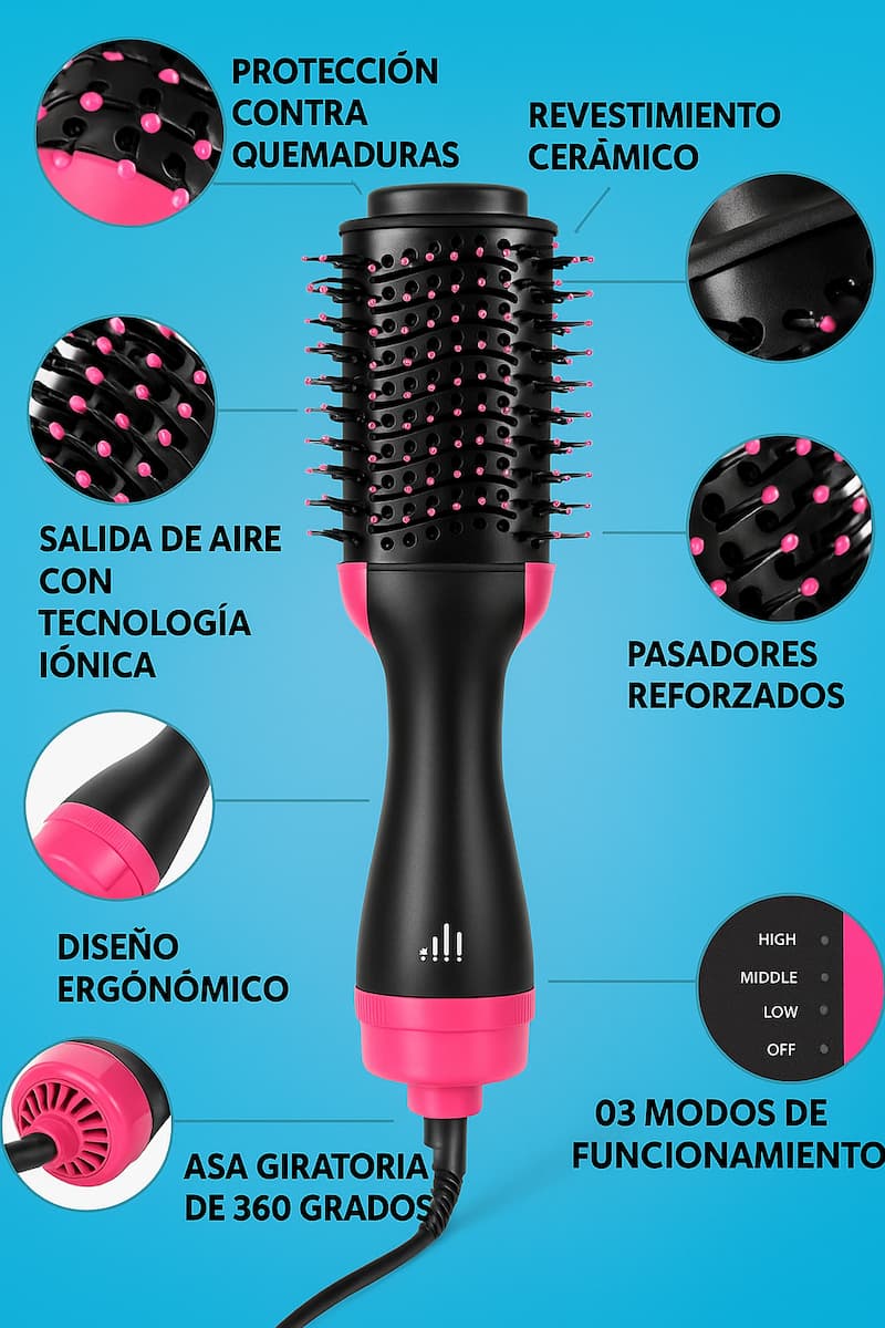 Cepillo One Step (3 en 1) + ¡Serum 24K!