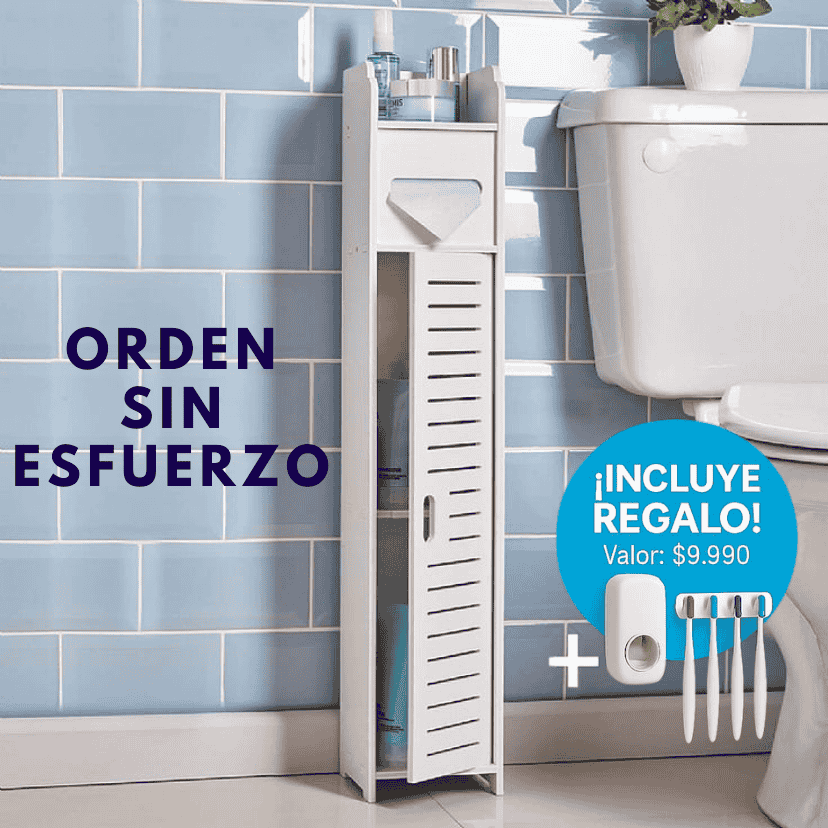 Mueble Organizador Baño + REGALO (Dispensador Pasta Dientes + Porta Cepillos)