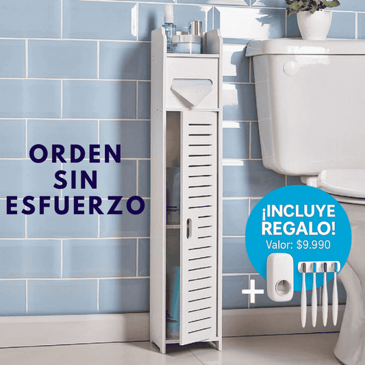 Mueble Organizador Baño + REGALO (Dispensador Pasta Dientes + Porta Cepillos)